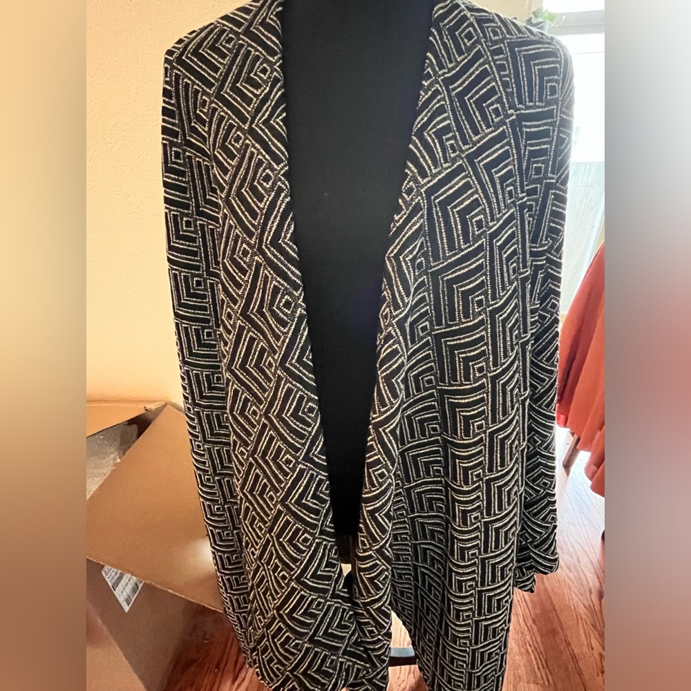 Black and silver poncho